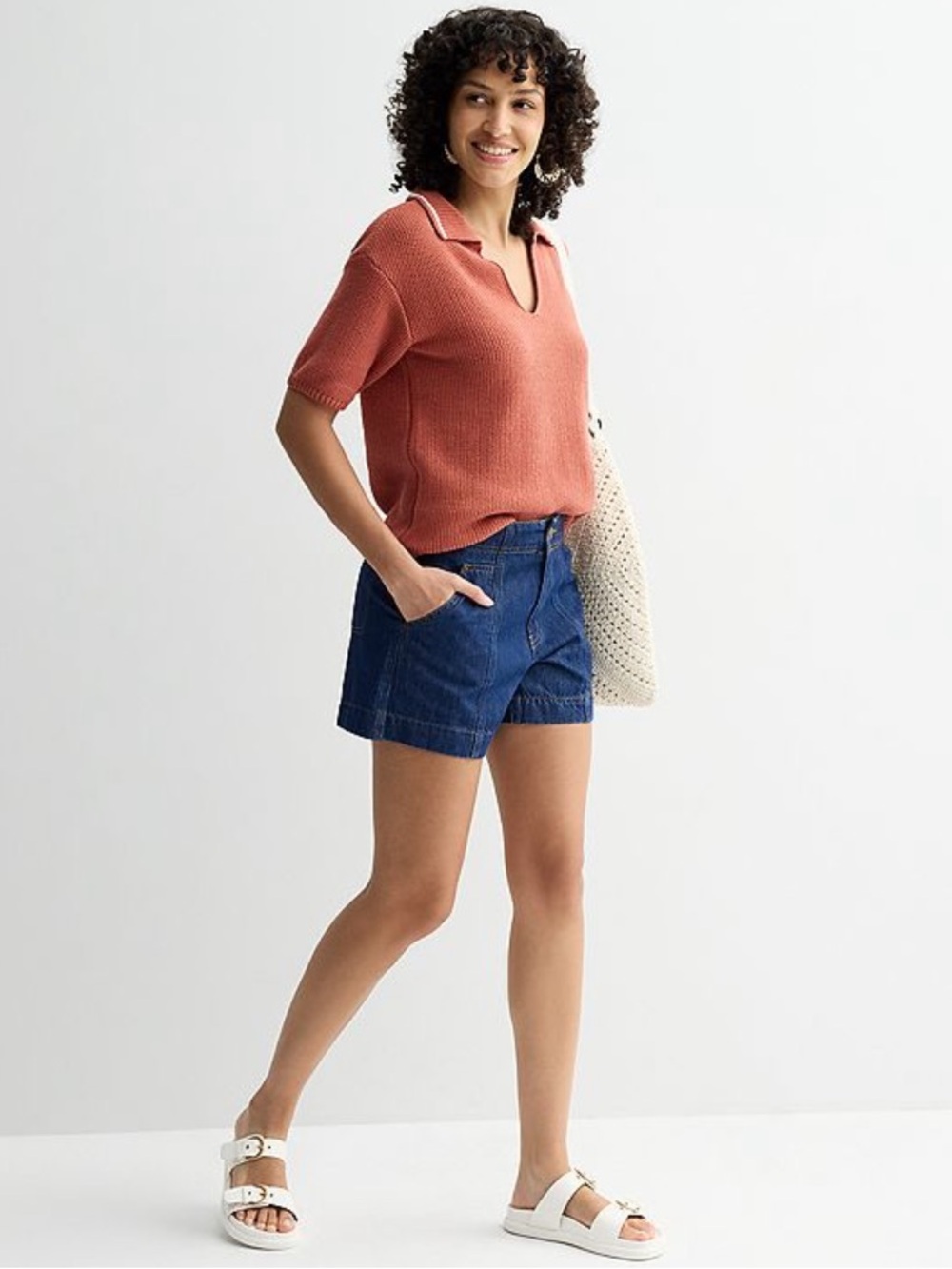 Sonoma Burnt Orange Short Sleeve V-Neck Collared Sweater NWT